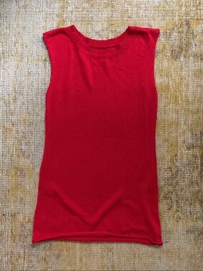Sleeveless Red Knit Dress - Women